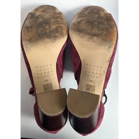 White House Black Market Wine Red Suede Ankle Strap High Heels - Picture 10 of 10